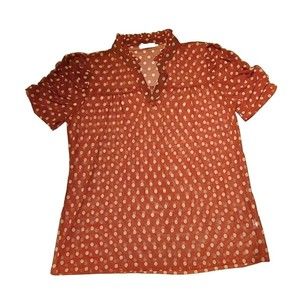 LAVISH Textured Orange With White Polka Dots Sheer Duster Women's Size Large